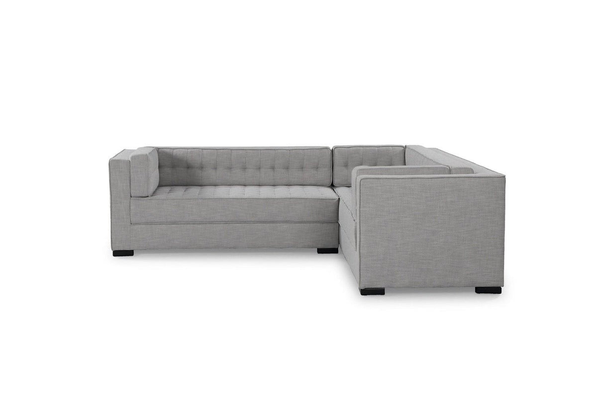 Iconic Home Lorenzo Right Facing Linen Tufted Sectional Sofa 