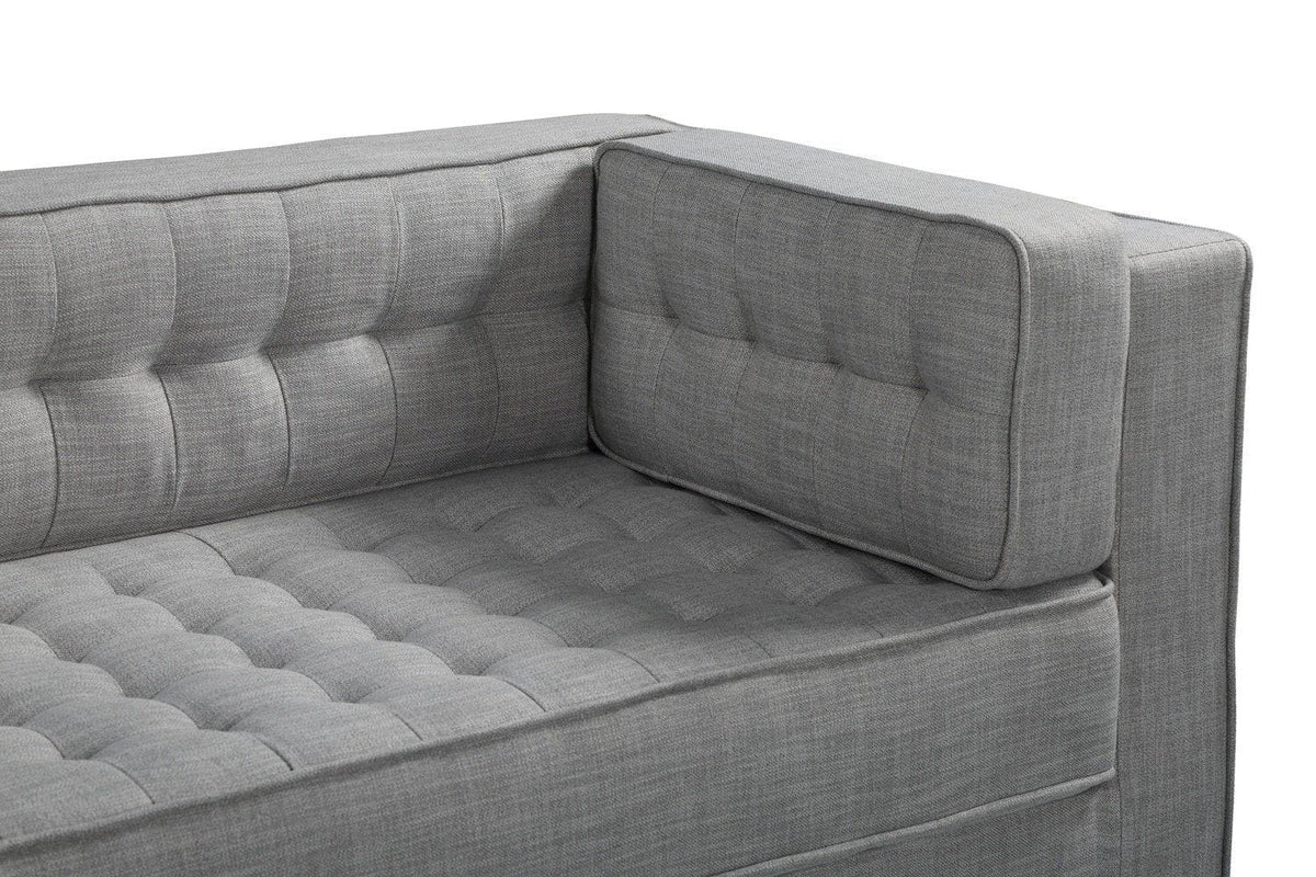 Iconic Home Lorenzo Right Facing Linen Tufted Sectional Sofa 