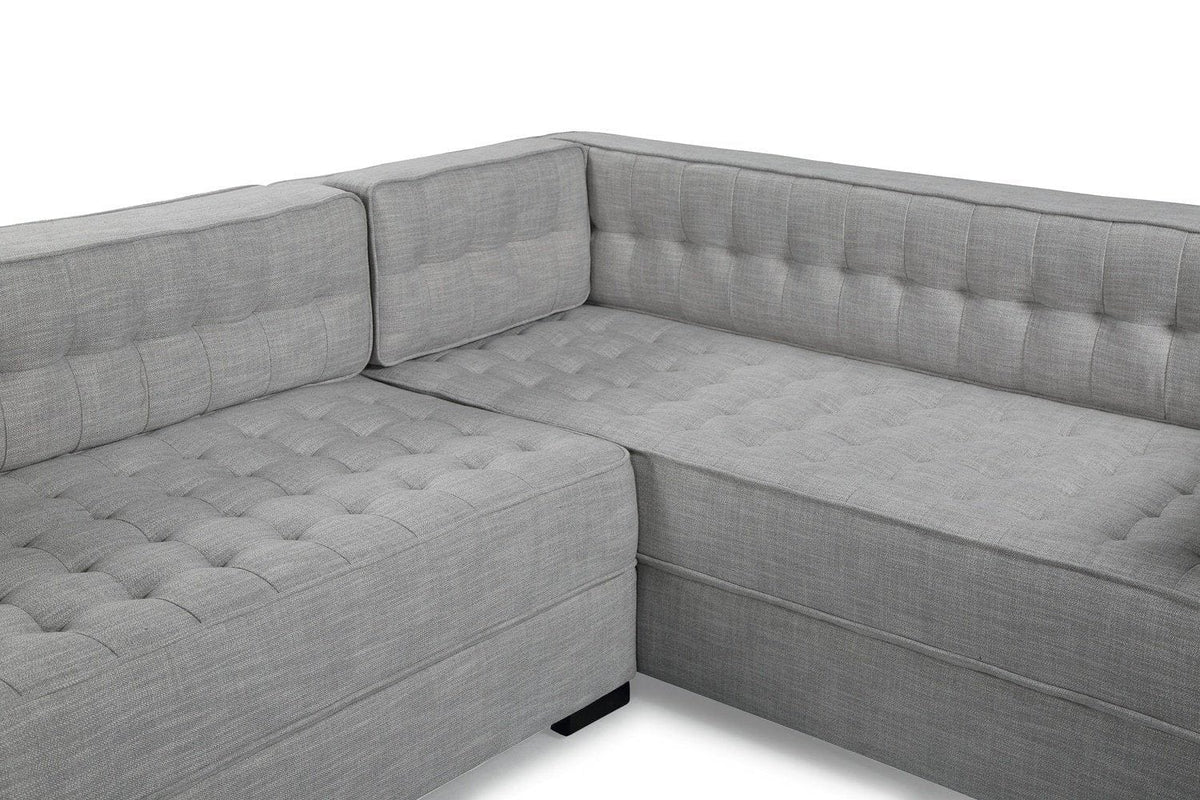 Iconic Home Lorenzo Right Facing Linen Tufted Sectional Sofa 