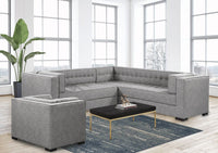 Iconic Home Lorenzo Right Facing Linen Tufted Sectional Sofa 