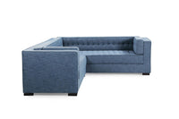 Iconic Home Lorenzo Right Facing Linen Tufted Sectional Sofa 