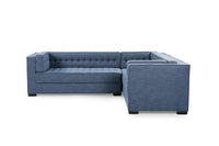 Iconic Home Lorenzo Right Facing Linen Tufted Sectional Sofa 