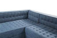 Iconic Home Lorenzo Right Facing Linen Tufted Sectional Sofa 