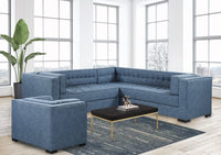 Iconic Home Lorenzo Right Facing Linen Tufted Sectional Sofa 