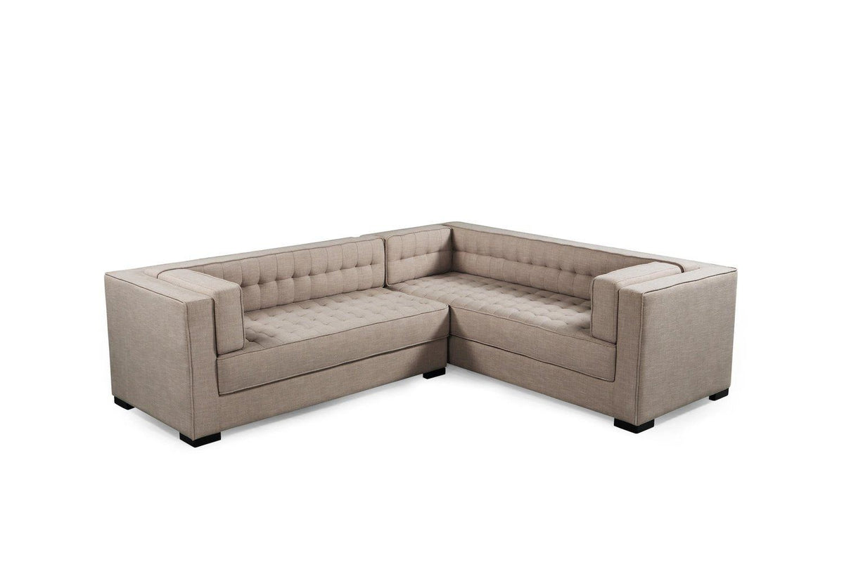 Iconic Home Lorenzo Right Facing Linen Tufted Sectional Sofa 