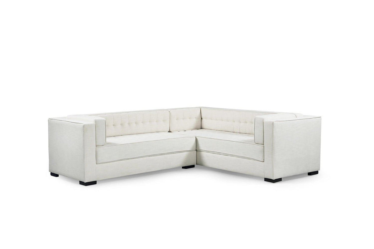 Iconic Home Lorenzo Right Facing Linen Tufted Sectional Sofa 