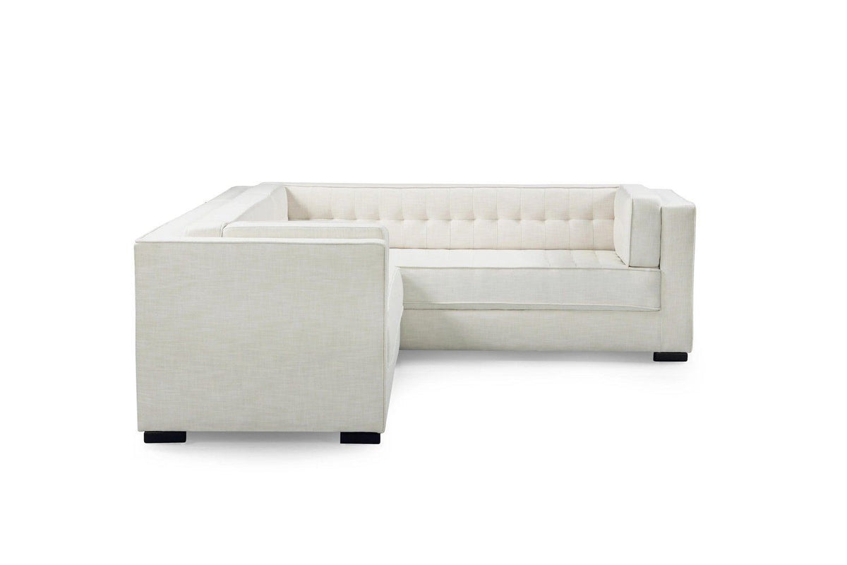 Iconic Home Lorenzo Right Facing Linen Tufted Sectional Sofa 