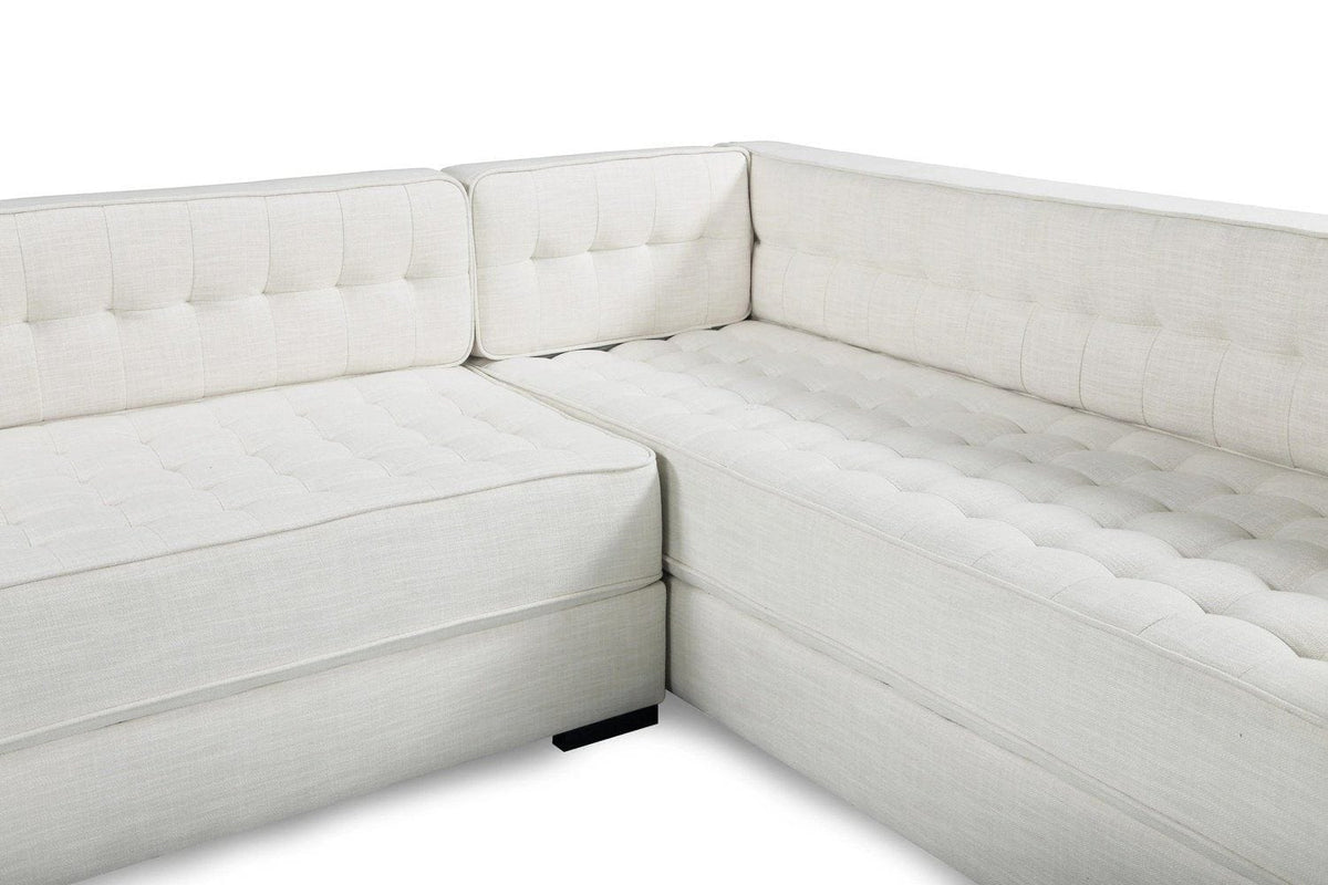 Iconic Home Lorenzo Right Facing Linen Tufted Sectional Sofa 