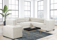 Iconic Home Lorenzo Right Facing Linen Tufted Sectional Sofa 