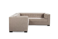Iconic Home Lorenzo Right Facing Linen Tufted Sectional Sofa 