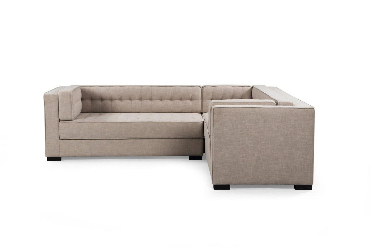 Iconic Home Lorenzo Right Facing Linen Tufted Sectional Sofa 