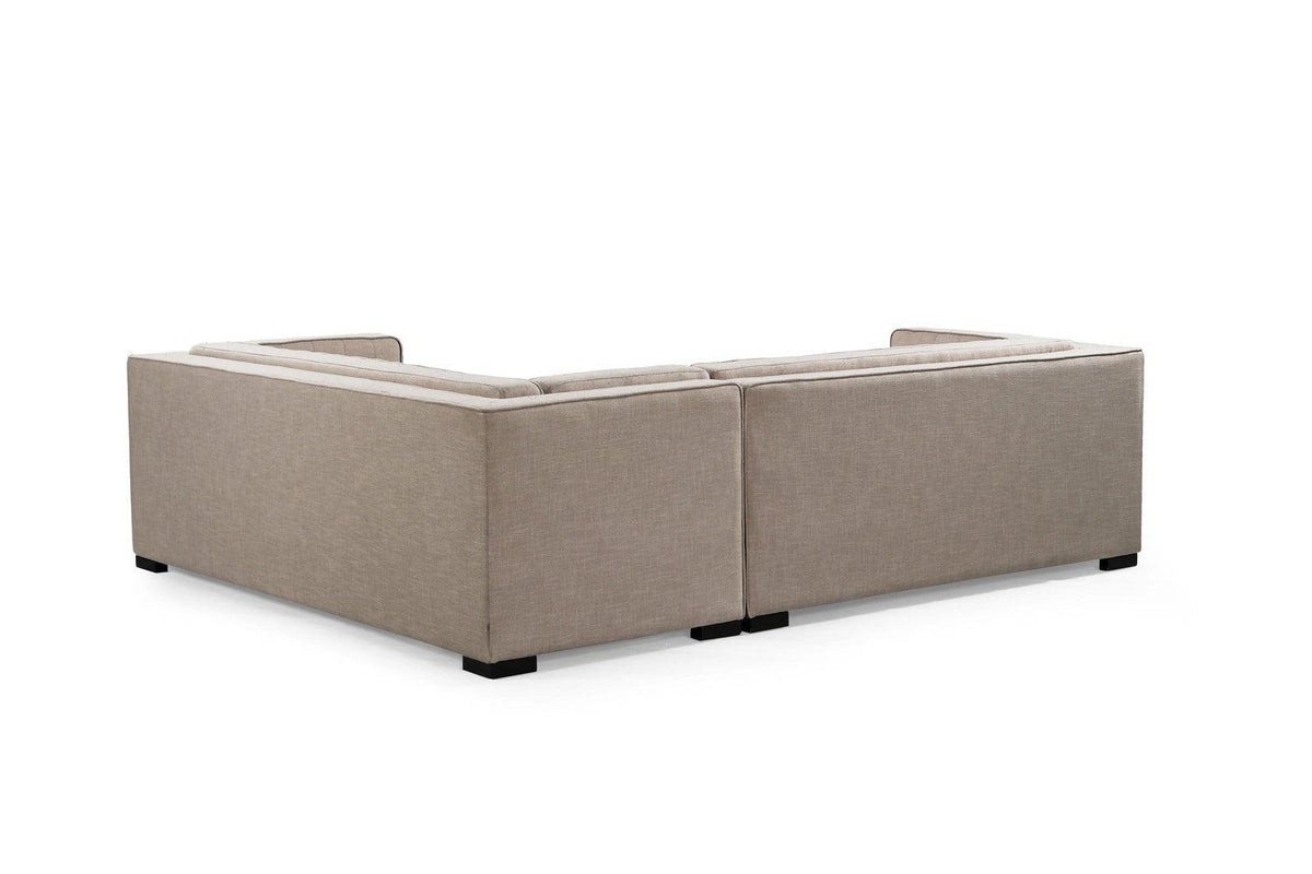 Iconic Home Lorenzo Right Facing Linen Tufted Sectional Sofa 