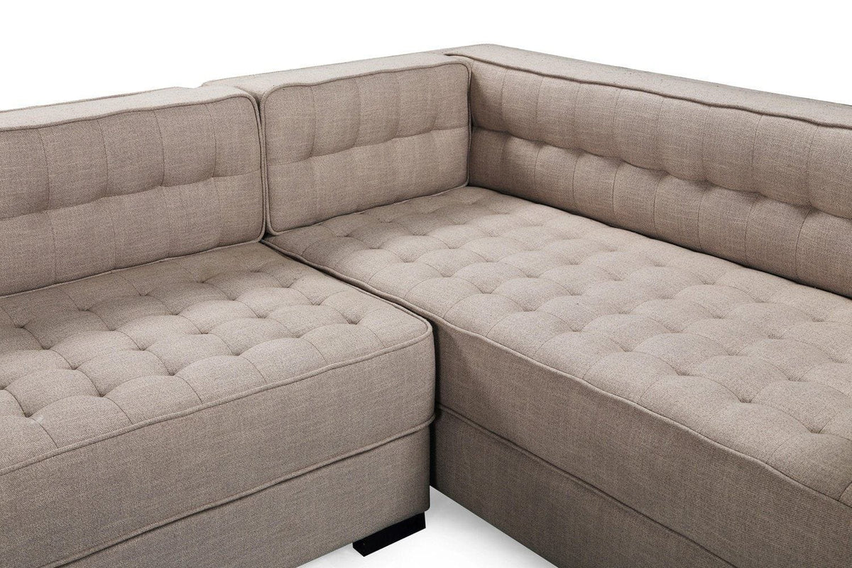 Iconic Home Lorenzo Right Facing Linen Tufted Sectional Sofa 