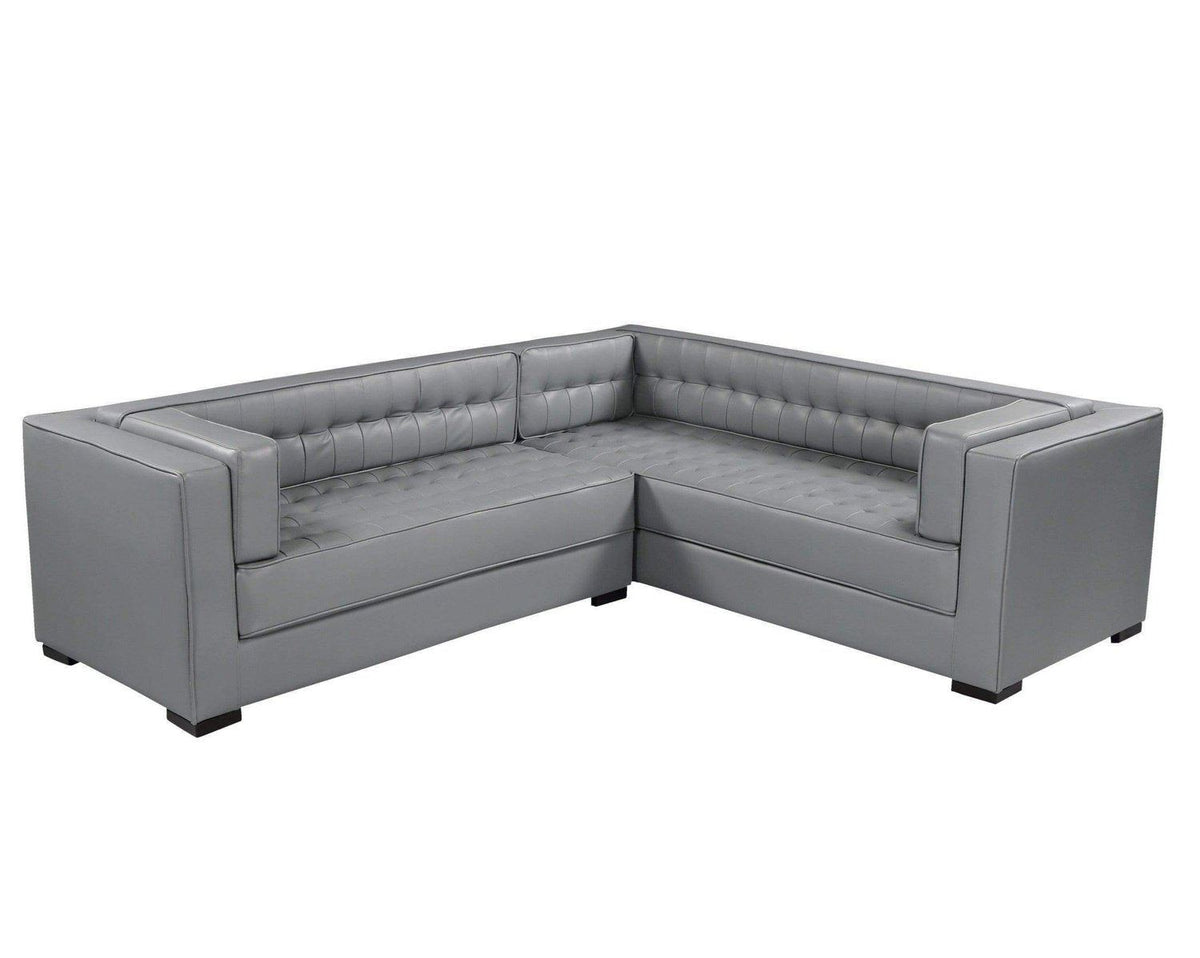 Iconic Home Lorenzo Right Facing Faux Leather Tufted Sectional Sofa 