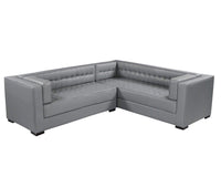 Iconic Home Lorenzo Right Facing Faux Leather Tufted Sectional Sofa 