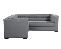 Iconic Home Lorenzo Right Facing Faux Leather Tufted Sectional Sofa 