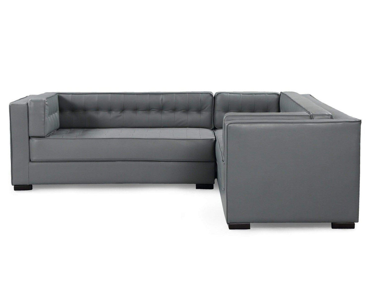 Iconic Home Lorenzo Right Facing Faux Leather Tufted Sectional Sofa 
