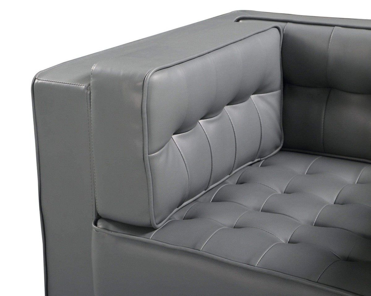 Iconic Home Lorenzo Right Facing Faux Leather Tufted Sectional Sofa 