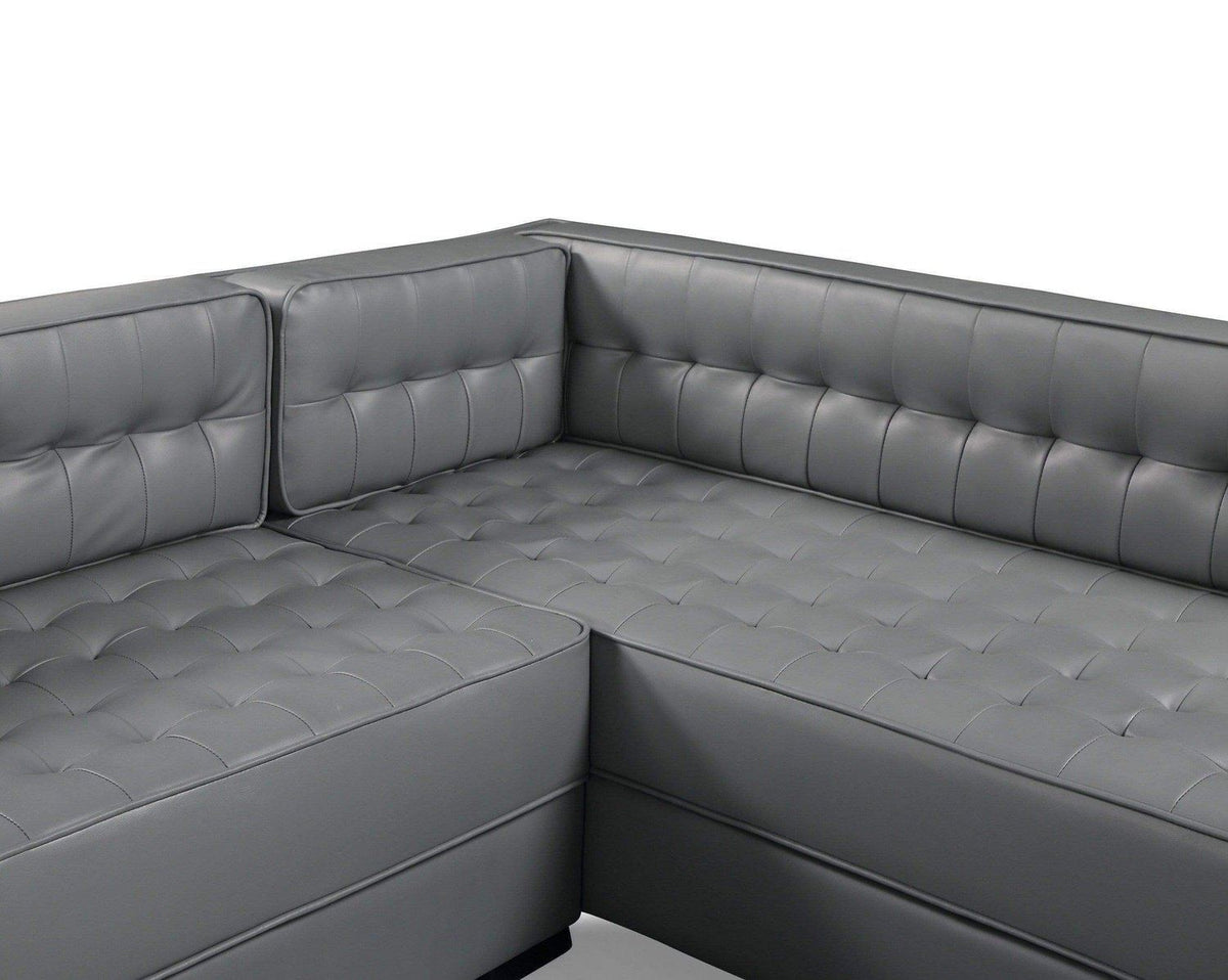 Iconic Home Lorenzo Right Facing Faux Leather Tufted Sectional Sofa 