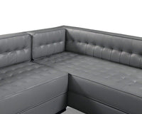 Iconic Home Lorenzo Right Facing Faux Leather Tufted Sectional Sofa 