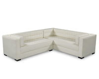 Iconic Home Lorenzo Right Facing Faux Leather Tufted Sectional Sofa 