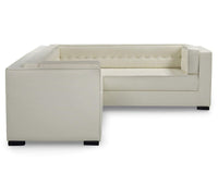 Iconic Home Lorenzo Right Facing Faux Leather Tufted Sectional Sofa 
