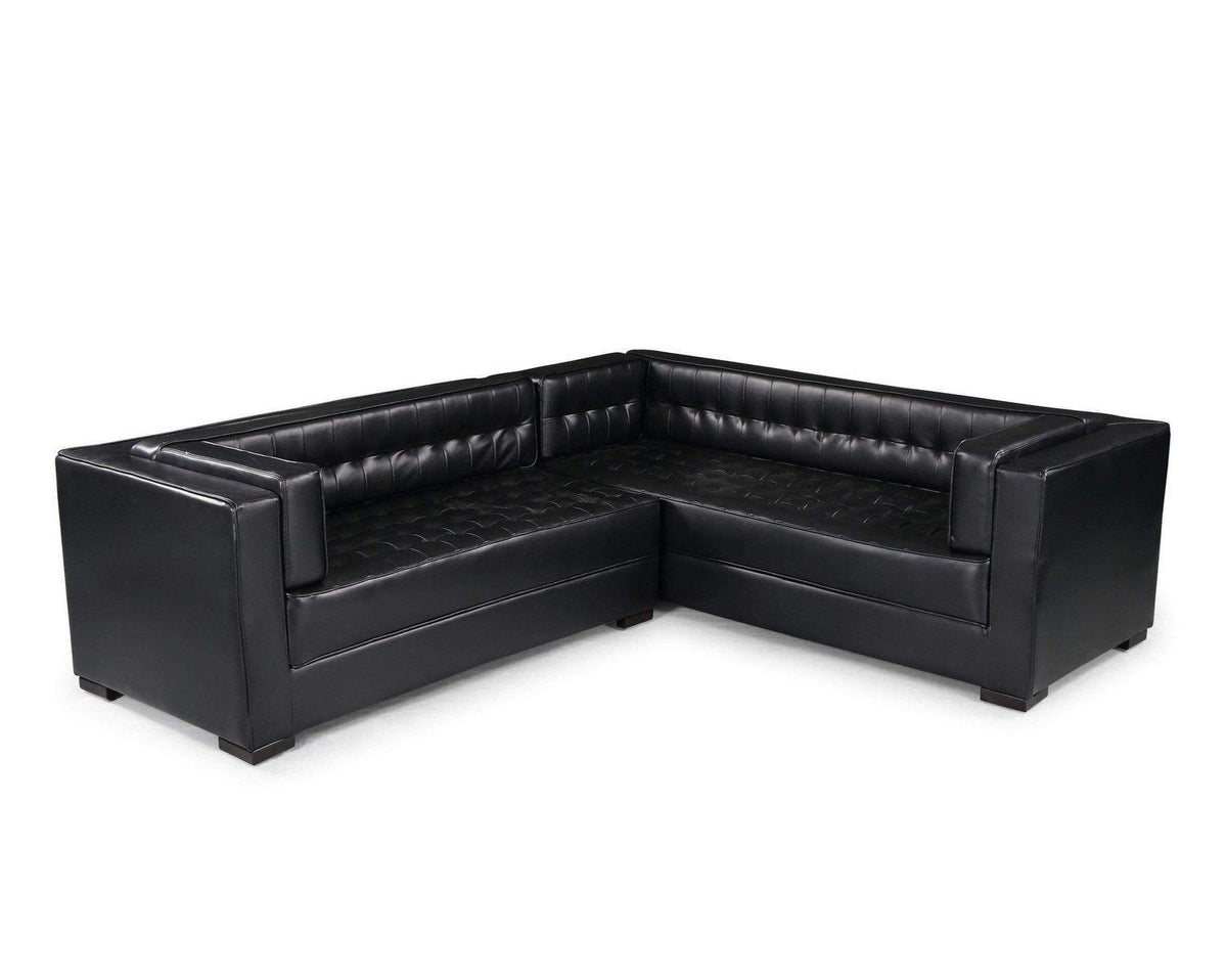 Iconic Home Lorenzo Right Facing Faux Leather Tufted Sectional Sofa 