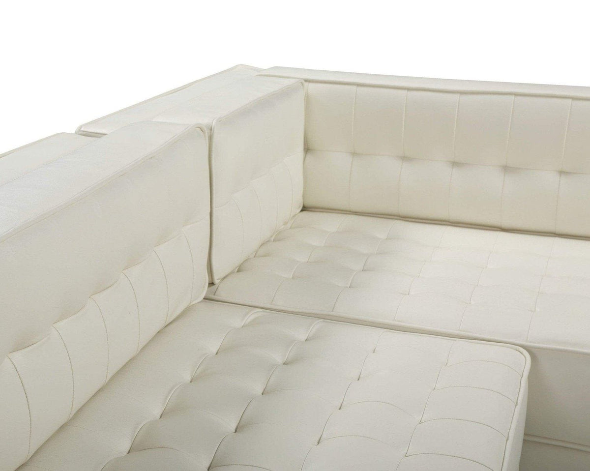 Iconic Home Lorenzo Right Facing Faux Leather Tufted Sectional Sofa 