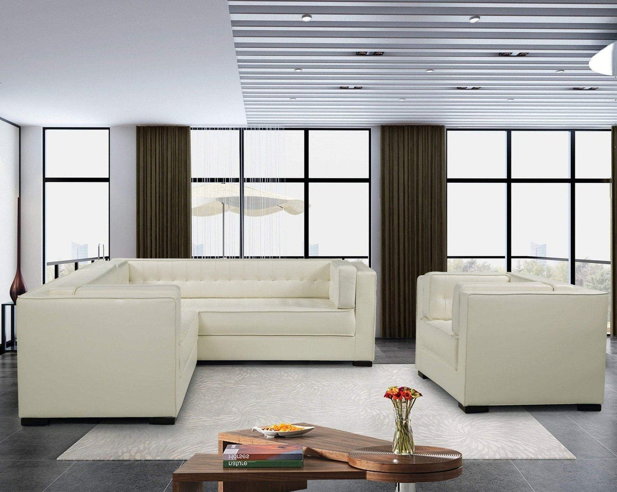 Iconic Home Lorenzo Right Facing Faux Leather Tufted Sectional Sofa 