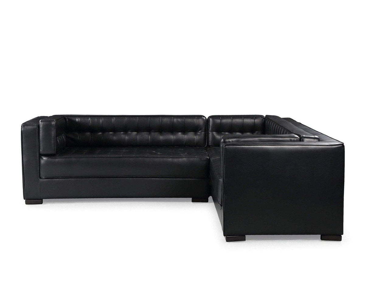 Iconic Home Lorenzo Right Facing Faux Leather Tufted Sectional Sofa 