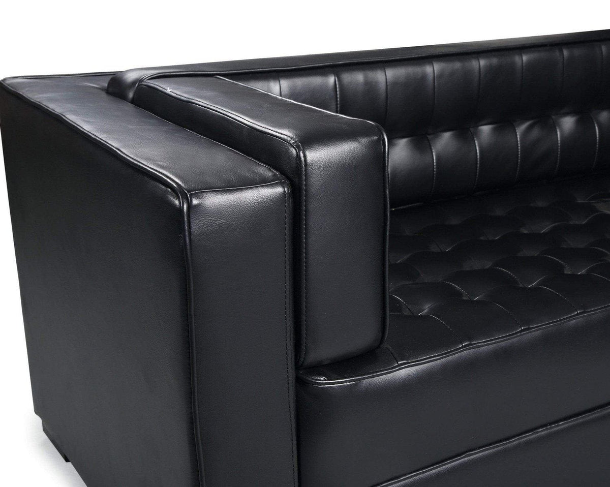 Iconic Home Lorenzo Right Facing Faux Leather Tufted Sectional Sofa 
