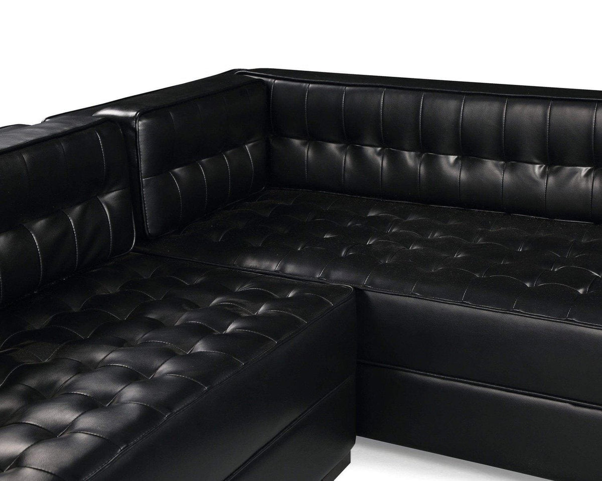Iconic Home Lorenzo Right Facing Faux Leather Tufted Sectional Sofa 