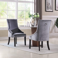 Iconic Home Machla Tufted Velvet Dining Chair Set of 2 Grey