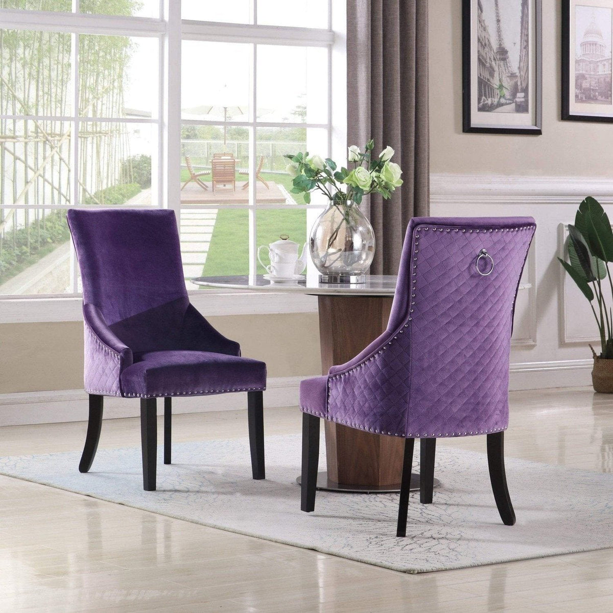 Iconic Home Machla Tufted Velvet Dining Chair Set of 2 Lavender