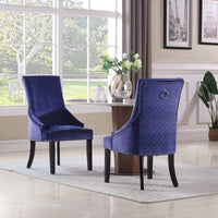 Iconic Home Machla Tufted Velvet Dining Chair Set of 2 Navy