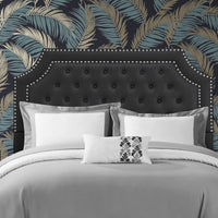 Iconic Home Malone Tufted Faux Leather Headboard For Bed Black