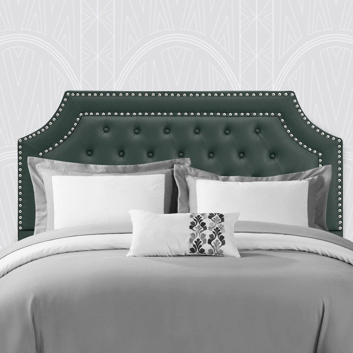 Iconic Home Malone Tufted Faux Leather Headboard For Bed Green