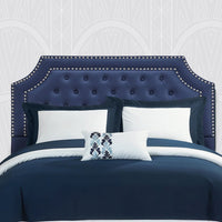 Iconic Home Malone Tufted Faux Leather Headboard For Bed Navy