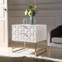 Iconic Home Mantau End Side Table | Nightstand White