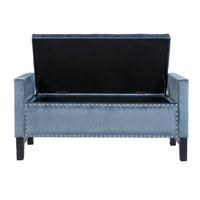 Chic Home Marcus Tufted Velvet Storage Bench Slate Blue