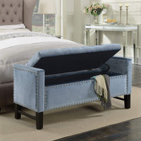 Chic Home Marcus Tufted Velvet Storage Bench Slate Blue