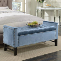 Chic Home Marcus Tufted Velvet Storage Bench Slate Blue