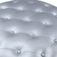 Iconic Home Marley Tufted Faux Leather Round Ottoman Pouf 