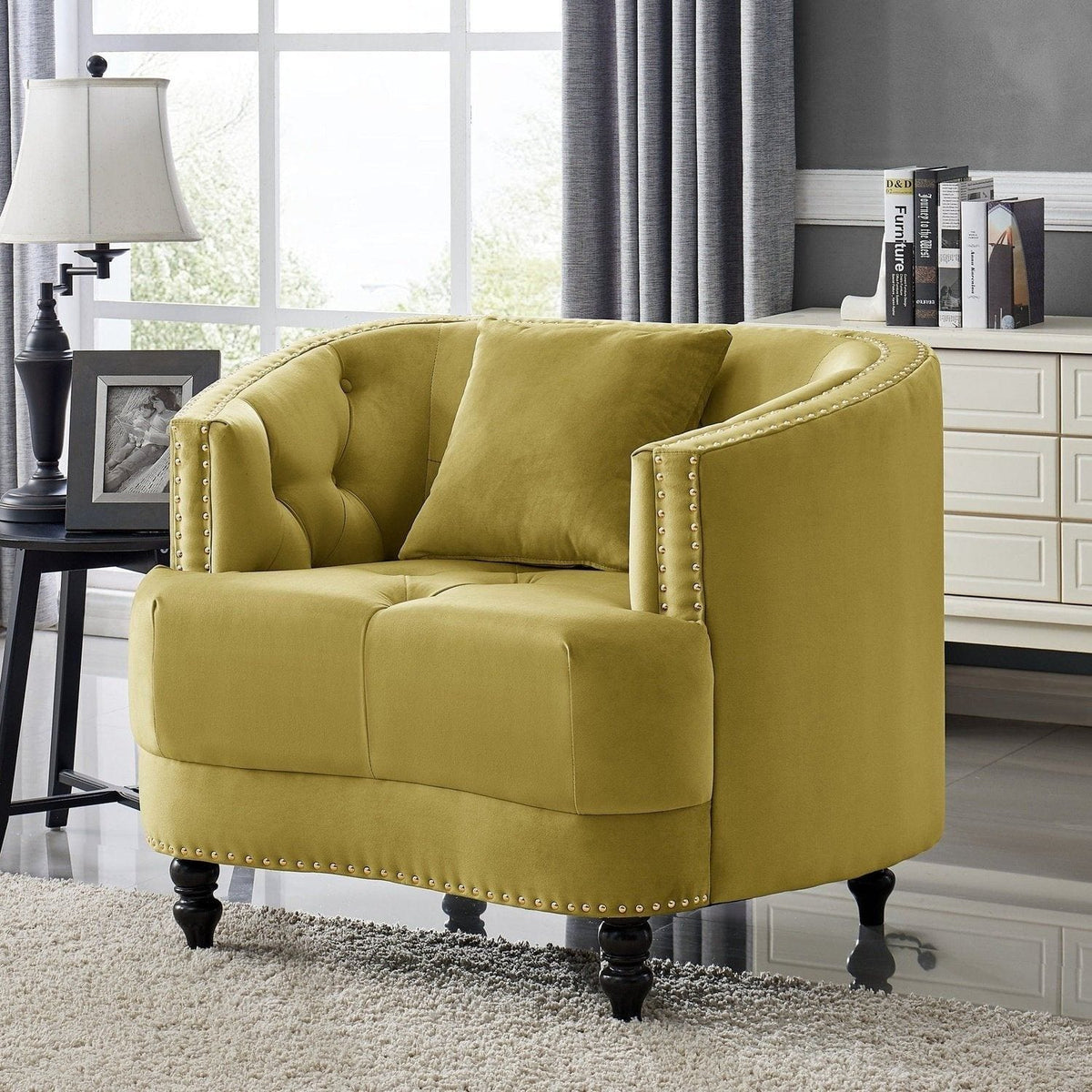 Iconic Home Meredith Tufted Velvet Club Chair Gold