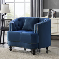 Iconic Home Meredith Tufted Velvet Club Chair Navy