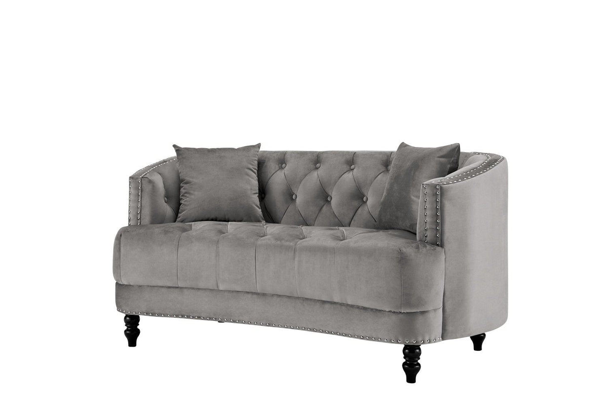 Iconic Home Meredith Tufted Velvet Loveseat Sofa 