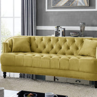 Iconic Home Meredith Tufted Velvet Sofa Gold