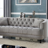 Iconic Home Meredith Tufted Velvet Sofa Grey
