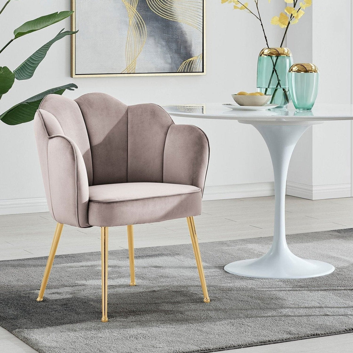 Iconic Home Mia Rose Velvet Dining Chair Blush