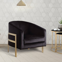 Iconic Home Monte Velvet Accent Club Chair Brass Frame Black
